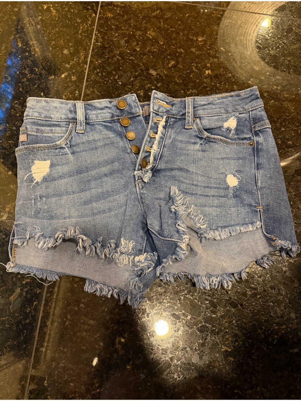 EUC - Just USA - Women's Medium High-Rise Distressed Denim Shorts - Medium Blue